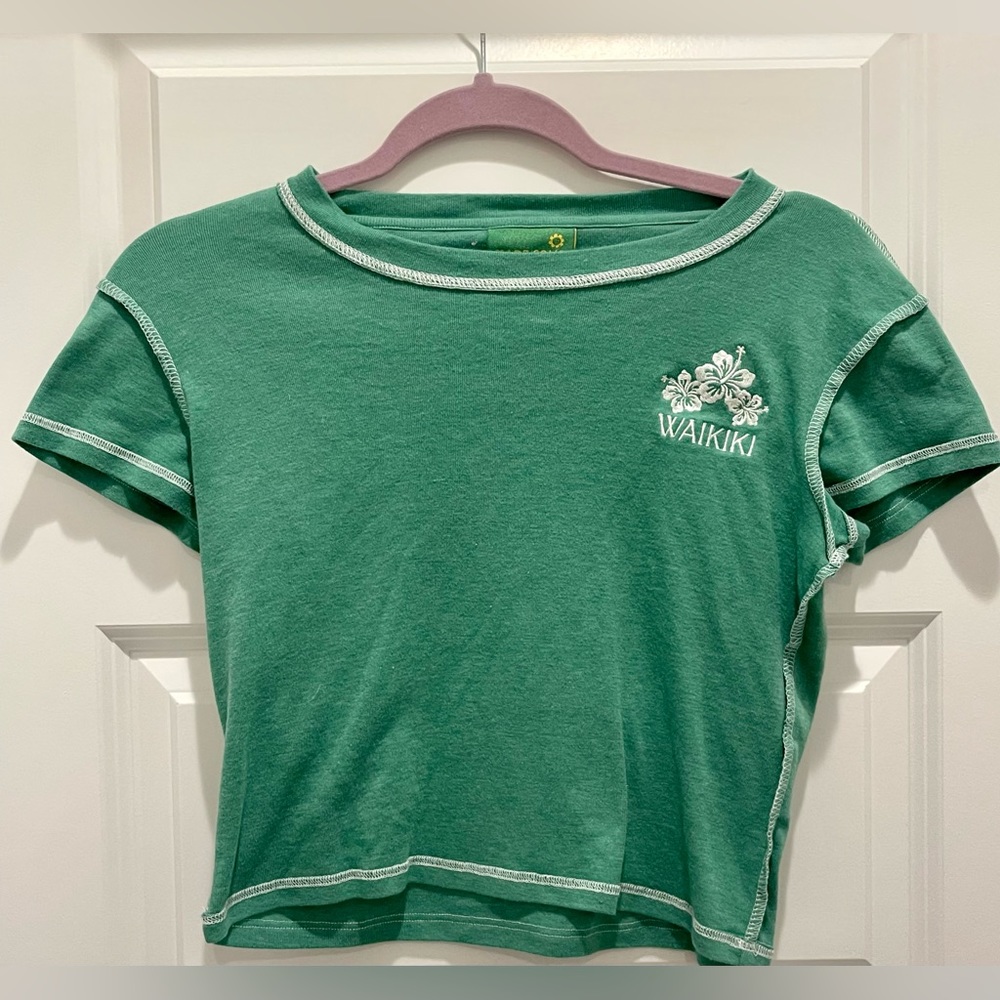 Free People Green Waikiki Tourist tee sz m